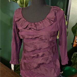 New York & Company Plum Ruffle Blouse